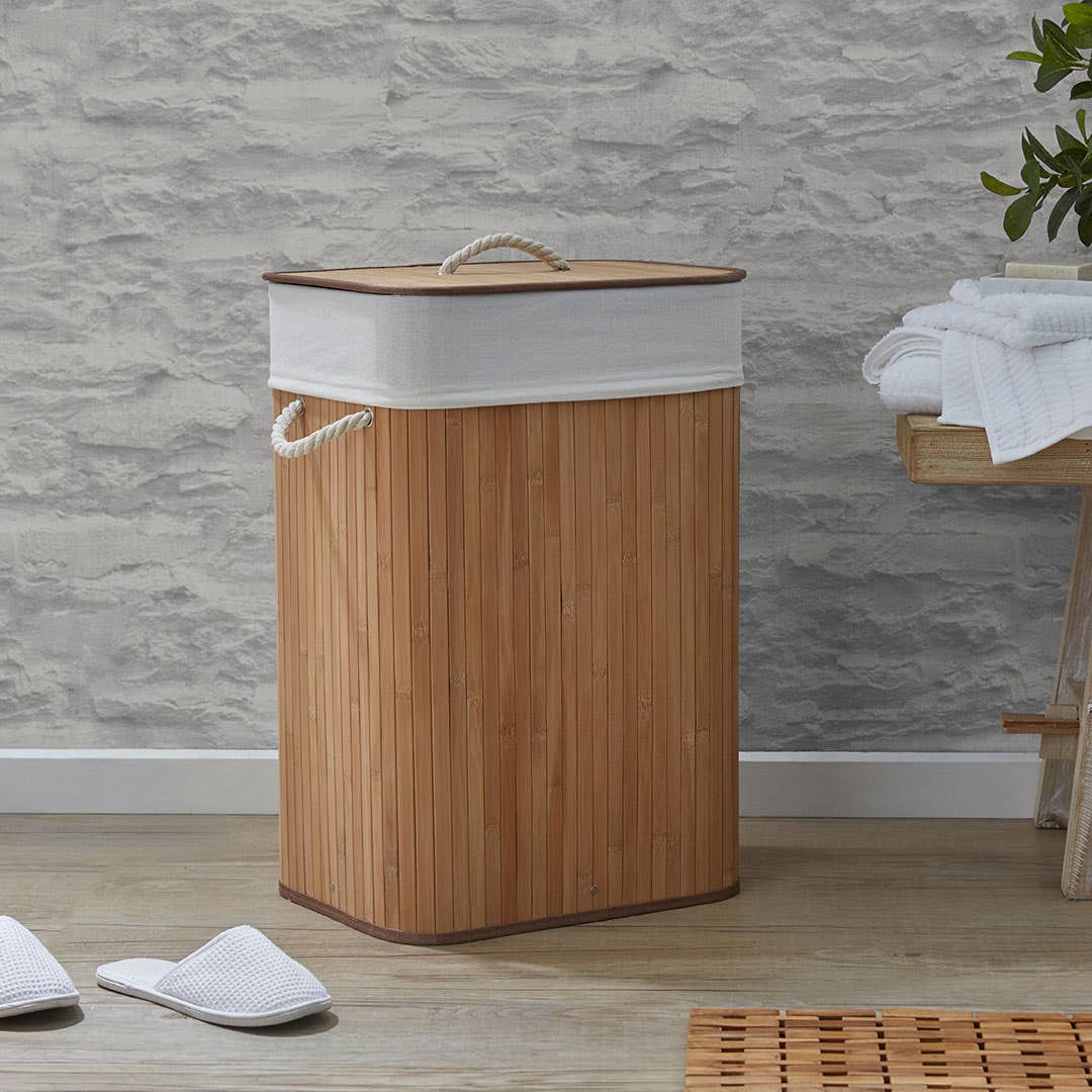 Modular Hamper Natural Collapsible Bamboo Hamper with Rope Handles | Bed Bath N' Table