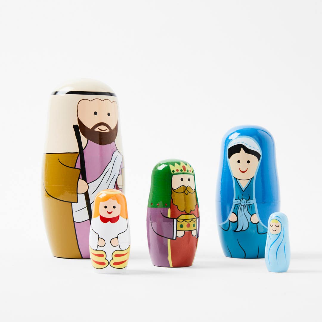 Buy Wooden Matryoshka Nativity Doll Set Of 5 Online Bed Bath N Table