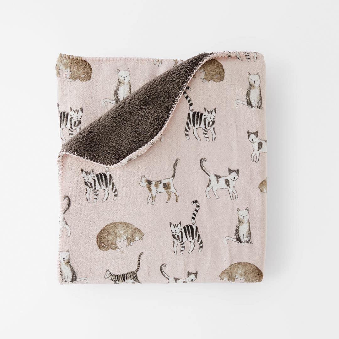 Sherpa Misty Cats Throw