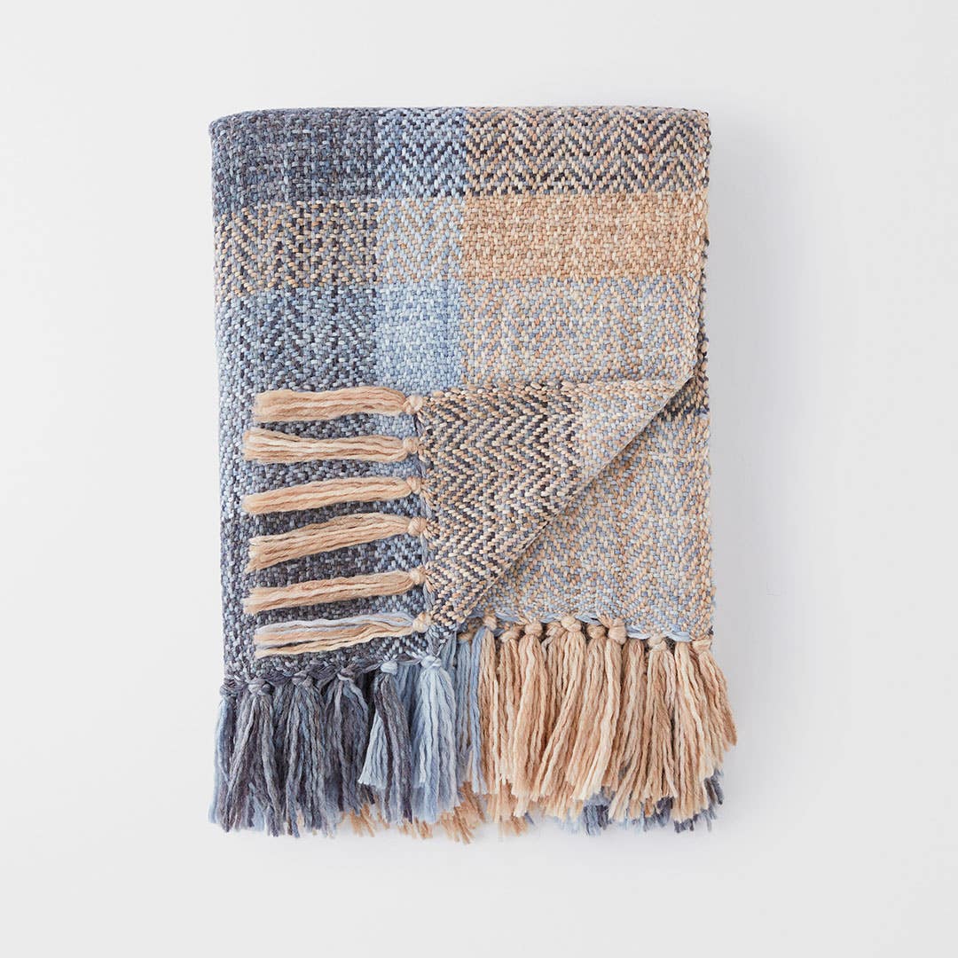 Buy Peru Check Throw - Light Blue/Taupe Online | Bed Bath N' Table
