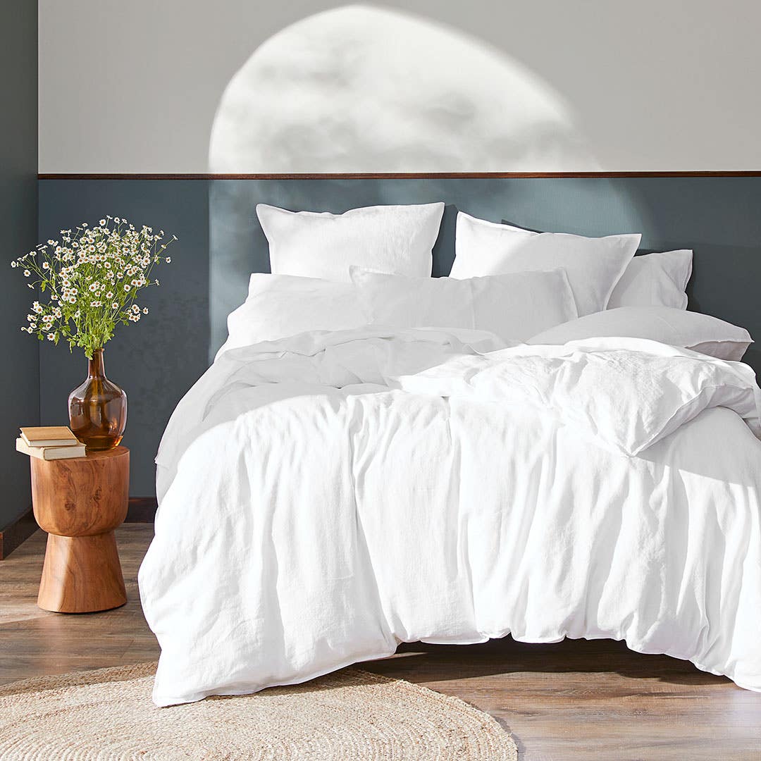 White linen king shop duvet cover