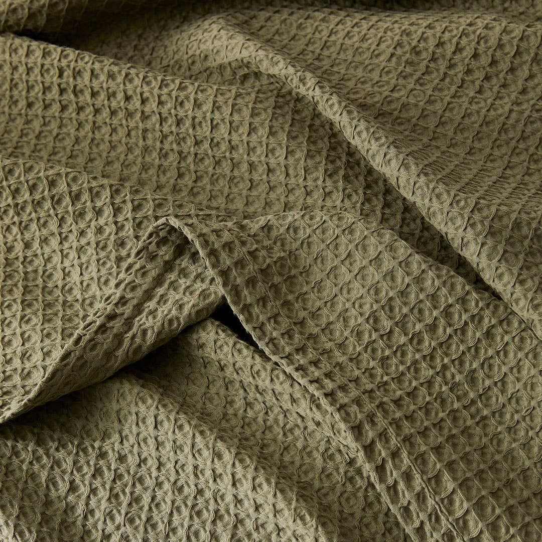 Olive green waffle blanket hotsell