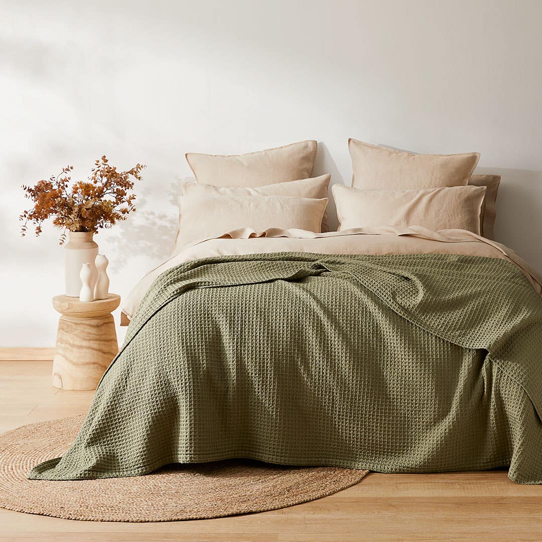 Shop Sebastian Waffle Blanket Olive Green Online Bed Bath N Table