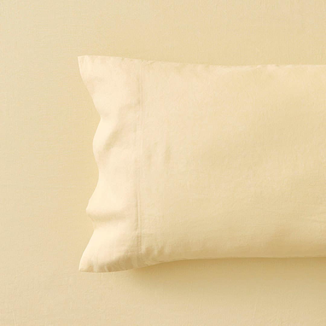 Shop Milano Linen Sheet Set -Lemon Online | Bed Bath N' Table