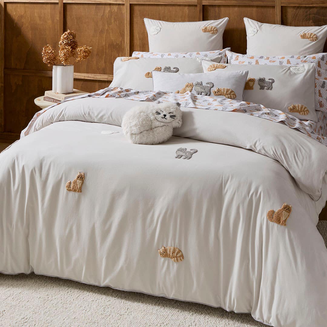 Shop Ruth Embroidered Cat Quilt Cover Online | Bed Bath N' Table