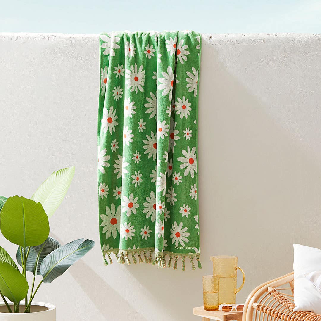 Shop Marguerite Beach Towel Green Ivory Online Bed Bath N Table